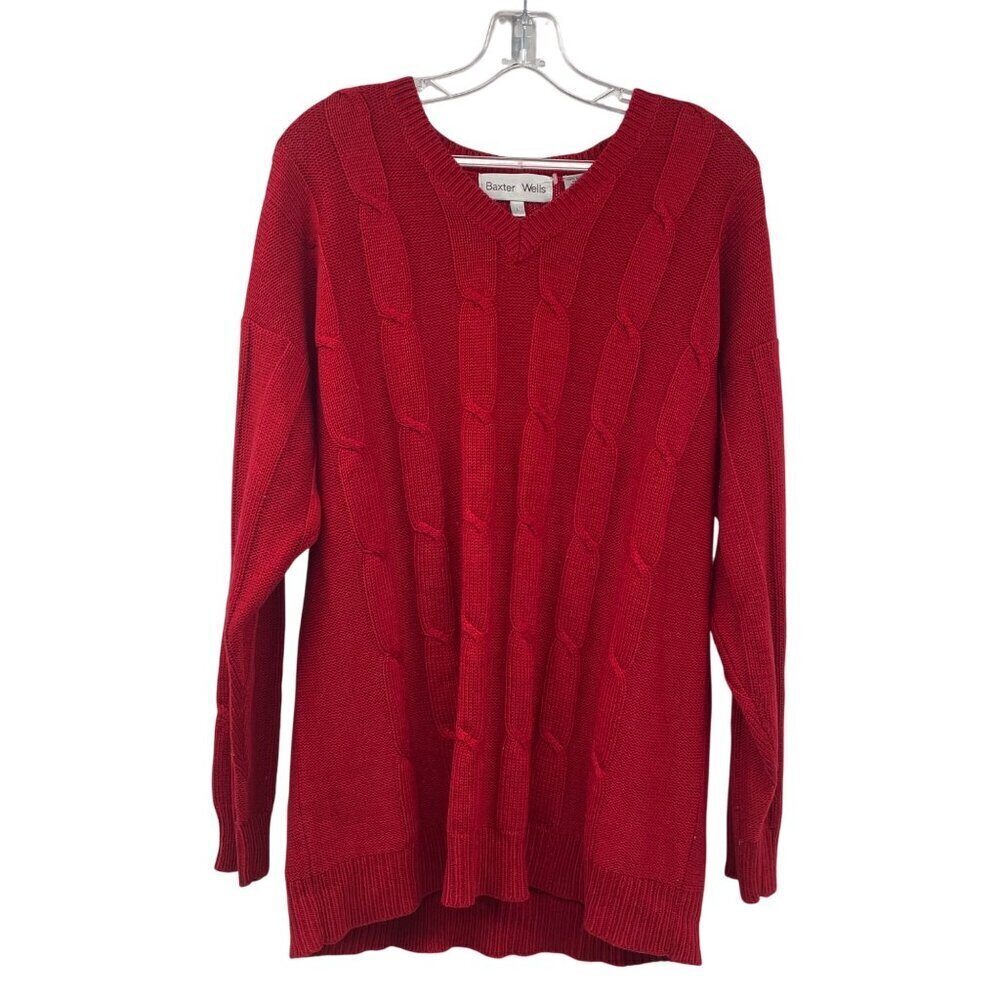 Baxter & Wells Woens Pullover Knit Sweater V-Neck Long Sleeve Size Large